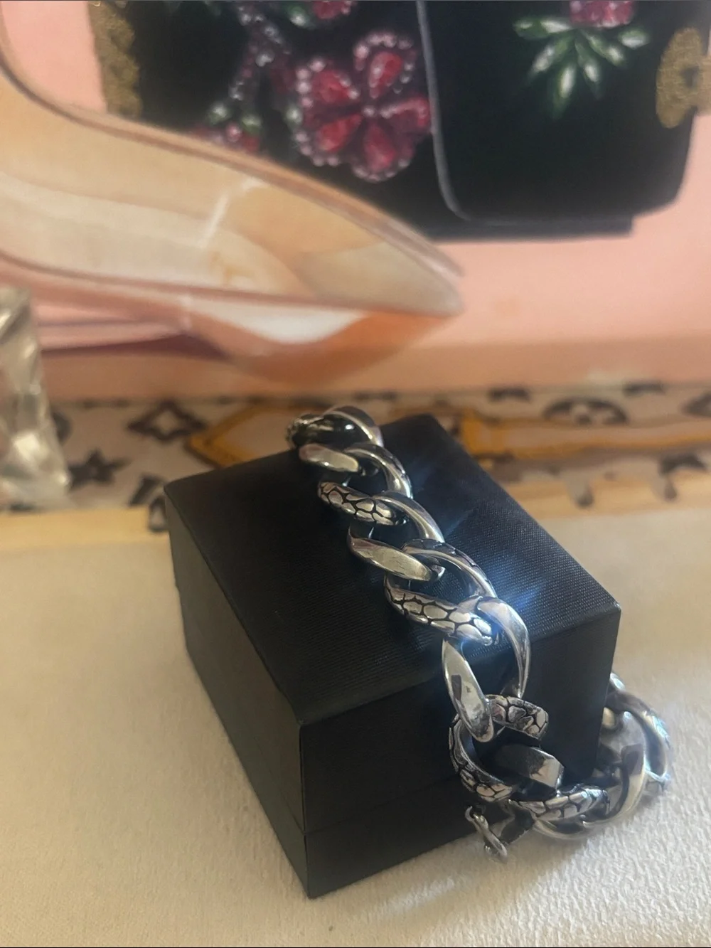 Polished Silver-Tone Chunky Chain Bracelet 8.5”